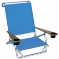 US Made Deluxe High Back Beach Recliner w/ Wood Arms and 2 Cup Holders